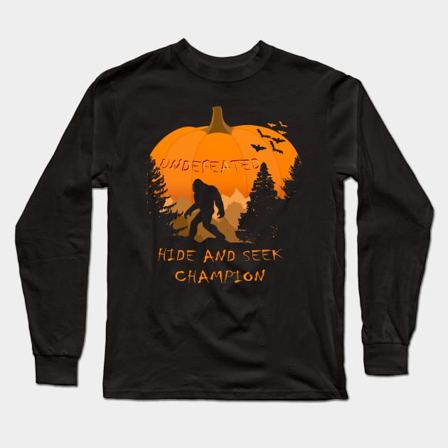 Halloween Bigfoot Hide And Seek Champion Long Sleeve T-Shirt by Nerd_art